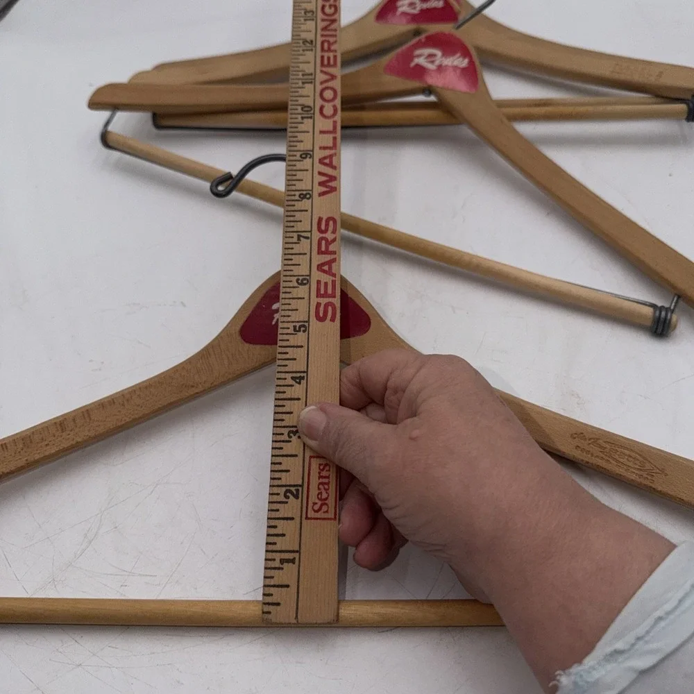 Lot 4 Wooden Suit Hangers & Pants Vintage Natural 1950-60s Wood Louisville Rodes